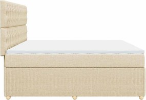 vidaXL Κρεβάτι Boxspring με Στρώμα Κρεμ 200x200 εκ. Υφασμάτινο