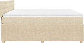 vidaXL Κρεβάτι Boxspring με Στρώμα Κρεμ 200x200 εκ. Υφασμάτινο