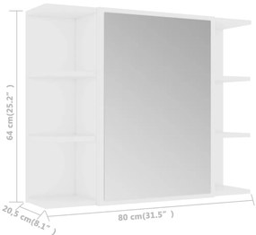 Καθρέφτης Μπάνιου με Ντουλάπι Λευκό 80x20,5x64 εκ. Επεξ. Ξύλο - Λευκό