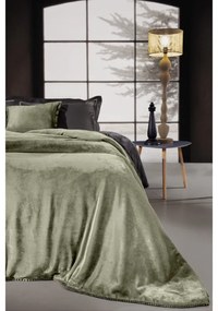 Κουβέρτα Μονή Fleece &amp; Διακοσμητική Μαξιλαροθήκη Velvet Khaki 160x240 - Guy Laroche