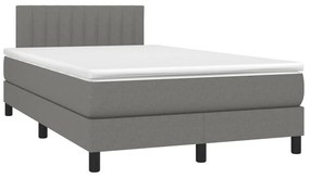 vidaXL Κρεβάτι Boxspring με Στρώμα &amp; LED Σκ.Γκρι 120x200 εκ Υφασμάτινο