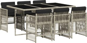 vidaXL Σετ Τραπεζαρίας Κήπου 7 τεμ. Αν. Γκρι Συνθ. Ρατάν με Μαξιλάρια