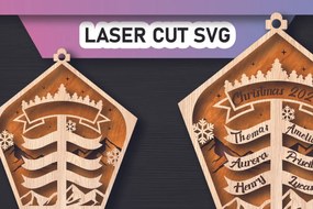 Σετ των 3 Intra απο ξύλο plywood 3mm-4mm πάχος Χριστουγεννιάτικο Οικογενειακό Στολίδι Βόρειου Πόλου Δίασταση 8x8 cm INTRAFABR-105339511