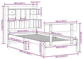 ΚΡΕΒΑΤΙ ΒΙΒΛΙΟΘΗΚΗ ΧΩΡΙΣ ΣΤΡΩΜΑ 100X200 ΕΚ. ΜΑΣΙΦ ΞΥΛΟ ΠΕΥΚΟ 3321830