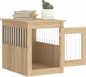 vidaXL Κλουβί Σκύλου Sonoma Δρυς 55 x 75 x 65 εκ. από Επεξεργ. Ξύλο