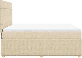 vidaXL Κρεβάτι Boxspring με Στρώμα Κρεμ 140x200 εκ. Υφασμάτινο