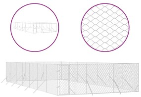 vidaXL Κλουβί Σκύλου Εξωτερ. Χώρου Ασημί 6x14x2 μ. από Γαλβαν. Ατσάλι