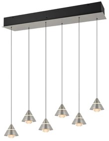 Φωτιστικό Οροφής - Ράγα Romeo 337010607 Led 6x7W 6x700lm 2300+3000+4000K 77x18x200cm Nickel Trio Lighting