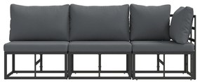 vidaXL Εξωτερικά Έπιπλα με μαξιλάρι με μαξιλάρι 3 pcs Μαύρο Αλουμίνιο