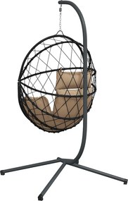 vidaXL Πολυθρόνα Egg Κρεμαστή με Βάση Taupe Συνθ. Ρατάν / Ατσάλι