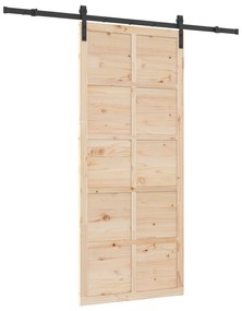 vidaXL Συρόμενη Πόρτα Καφέ 100 x 208 εκ. Μασίφ ξύλο πεύκου
