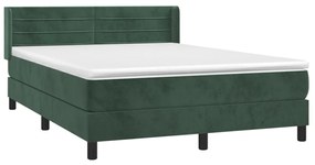 vidaXL Κρεβάτι Boxspring με Στρώμα Σκούρο Πράσινο 140x200εκ. Βελούδινο