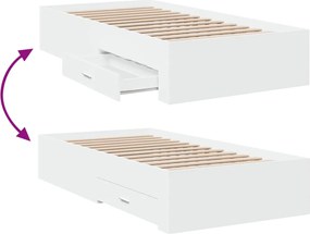 vidaXL Πλαίσιο Κρεβατιού με Συρτάρια Χωρίς Στρώμα Λευκό 90x200 εκ.