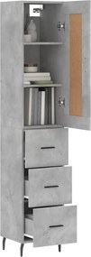vidaXL Ντουλάπι Γκρι Σκυροδέματος 34,5x34x180 εκ. Επεξεργασμένο Ξύλο