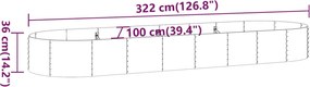 vidaXL Ζαρντινιέρα Ασημί 322x100x36 εκ. Γαλβανισμένος χάλυβας