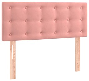 vidaXL Κρεβάτι Boxspring με Στρώμα &amp; LED Ροζ 90x190 εκ. Βελούδινο
