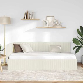 vidaXL Κρεβάτι Γωνίας Κρεμ 100 x 200 cm Βελούδο