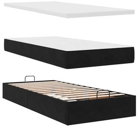 vidaXL Οθωμανικό κρεβάτι με στρώματα Μαύρο 200x200cm Velvet