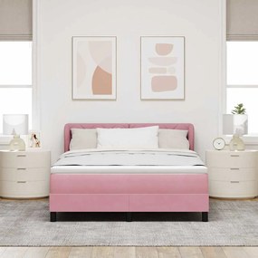 vidaXL Κρεβάτι με Στρώμα Ροζ 140x190 cm Βελούδο