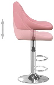 vidaXL Σκαμπό Μπαρ 2 τεμ. Ροζ Βελούδινα