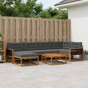 vidaXL Σειρά Καναπέ Εξωτερικού με μαξιλάρι 7 pcs Φυσικό και Ανθρακί