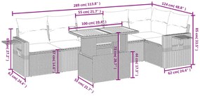vidaXL Καναπές Σετ 7 Τεμαχίων Μαύρο Συνθετικό Ρατάν με Μαξιλάρια