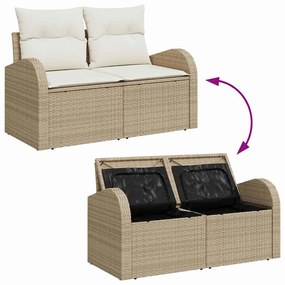 vidaXL Σετ Καναπέ Κήπου με μαξιλάρι 7 pcs Μπεζ, Κρέμα 55 x 55 x 37 εκ