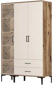 Ντουλάπα Τρίφυλλη Kumsal 845HCT5451 120x47,5x201,4cm Walnut-Cream Τρίφυλλη