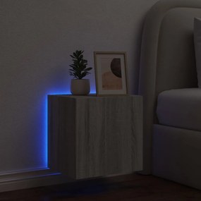 Έπιπλο Τοίχου Τηλεόρασης με LED Γκρι Sonoma 40,5x35x40 εκ. - Γκρι