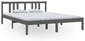 Πλαίσιο Κρεβατιού Γκρι 150 x 200 εκ. Μασίφ Ξύλο King Size - Γκρι