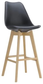 MARTIN Σκαμπό BAR Οξιά Φυσικό, Κάθισμα Η.67cm, PP-Pu Μαύρο, Μονταρισμένη Ταπετσαρία 49x54x67/106cm ΕΜ147,21