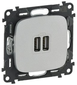 Πρίζα Φόρτισης 2xUSB 1500MA Αλουμίνιο Valena Allure In'Matic 754997 Legrand-754997-Αλουμίνιο 754997