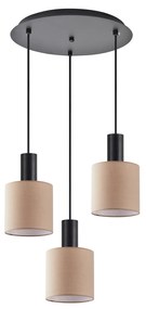 SE21-BL-4-3BL-SH3 ADEPT TUBE Black Pendant Brown Fabric Shade+