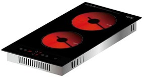 Εντοιχιζόμενη κεραμική εστία Oliver Voltz OV51445IR2, 3000W, Χρονοδιακόπτης, Παιδικό κλείδωμα, Μαύρο