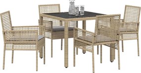 vidaXL Σέτ φαγητού για κήπο 5 pcs Μπεζ συνθετικό ρατάν