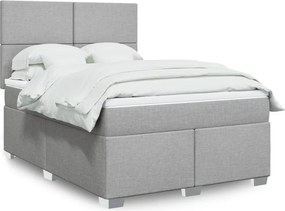 vidaXL Κρεβάτι Boxspring με Στρώμα Ανοιχτό Γκρι 140x200 εκ. Υφασμάτινο
