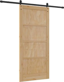 vidaXL Συρόμενη Πόρτα Φυσικό και Μαύρο 93 x 202 cm