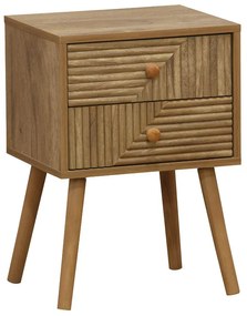 260-000001 Κομοδίνο Historic pakoworld με 2 συρτάρια φυσικό με φυσικό ξύλο πεύκου πόδια 37.5x32x54εκ pb with paper. pine wood legs NATURAL, 1 Τεμάχιο