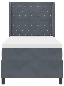 vidaXL Κρεβάτι με ελατήρια Σκούρο γκρι 100 x 200 cm Βελούδο
