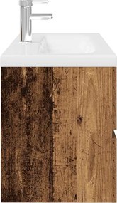 vidaXL ντουλάπι νεροχύτη με ενσωματωμένη λεκάνη και βρύση παλιό ξύλο