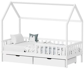 Κρεβάτι Παιδικό Piccolo (Για Στρώμα 90x190cm) 370-000014 Με Συρτάρια 196x97x160,5cm White Μονό