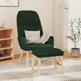 vidaXL Πολυθρόνα Relax Σκούρο Πράσινο Υφασμάτινη με Σκαμπό