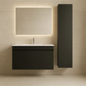 Linea Led 100 MDF - Έπιπλο Μπάνιου Με Νιπτήρα &amp; Καθρέπτη - Latte