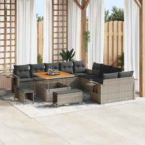 vidaXL Σετ Καναπέ Κήπου 13 pcs Γκρι συνθετικό ρατάν