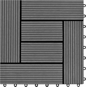 vidaXL Πλάκα Κατασκευής 11 pcs Γκρι 30 x 30 cm WPC