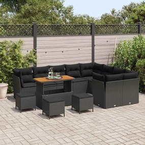 vidaXL Σετ Καναπέ Κήπου 13 pcs Μαύρο συνθετικό ρατάν