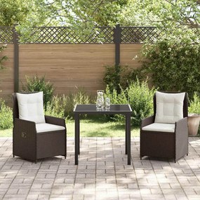 vidaXL Σέτ φαγητού για κήπο 3 pcs Καφέ συνθετικό ρατάν