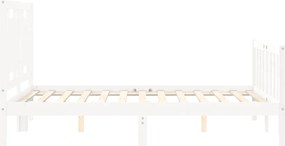 vidaXL Πλαίσιο Κρεβατιού με Κεφαλάρι Λευκό Μασίφ Ξύλο Small Double