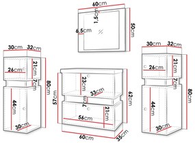 Σετ μπάνιου Hartford K105, 120x35cm, Μαύρο, Πλαστικοποιημένη μοριοσανίδα, Ινοσανίδες μέσης πυκνότητας, Καθρέφτης, Ξεχωριστά μέρη | Epipla1.gr