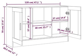 Μπουφές Καφέ Δρυς 120 x 30,5 x 70 εκ. από Επεξεργασμένο Ξύλο - Καφέ